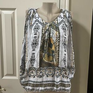 Aventures Des Toiles Artsy print Top, sz 40